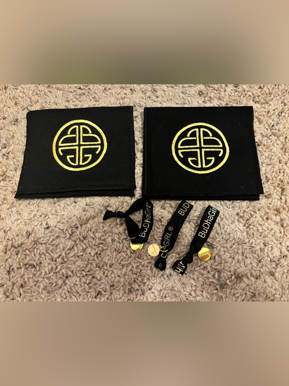 BuddhaGirl Black bracelet pouches and 3 hair ties